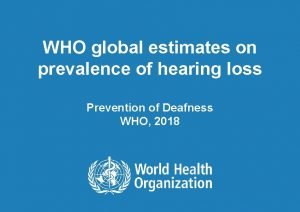 Who global estimates on prevalence of hearing loss 2020