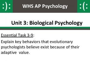 WHS AP Psychology Unit 3 Biological Psychology Essential