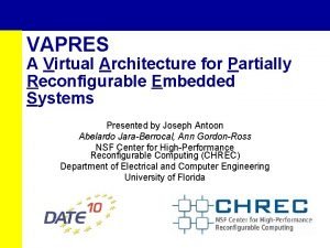 VAPRES A Virtual Architecture for Partially Reconfigurable Embedded