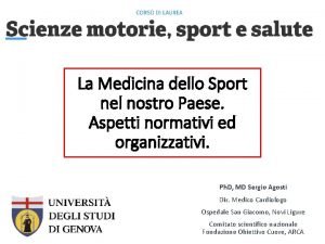 La Medicina dello Sport nel nostro Paese Aspetti