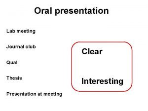 Lab meeting presentation example