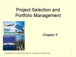 Project selection and portfolio management