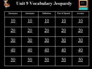 Jeopardy part of speech