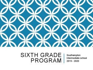 SIXTH GRADE PROGRAM Southampton Intermediate school 2019 2020