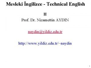 Mesleki ngilizce Technical English II Prof Dr Nizamettin