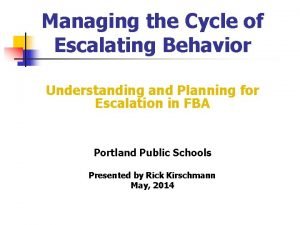 Escalation cycle of behavior