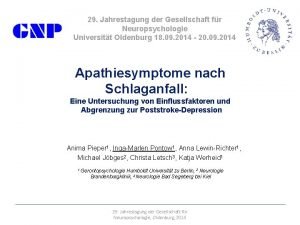 29 Jahrestagung der Gesellschaft fr Neuropsychologie Universitt Oldenburg