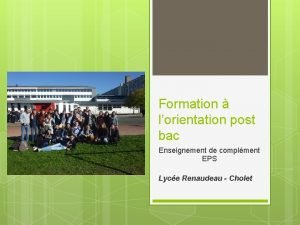 Formation lorientation post bac Enseignement de complment EPS