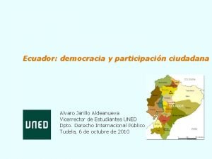 Ecuador democracia y participacin ciudadana Alvaro Jarillo Aldeanueva