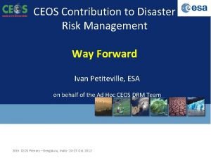 CEOS Contribution to Disaster Risk Management Way Forward