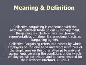 Role of collective bargaining