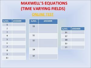 MAXWELLS EQUATIONS TIME VARYING FIELDS ONLINE TEST Q