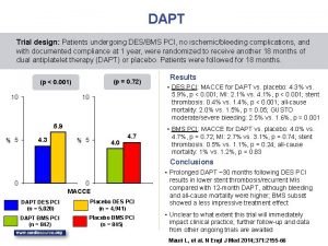 DAPT Trial design Patients undergoing DESBMS PCI no