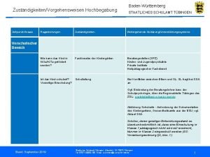 ZustndigkeitenVorgehensweisen Hochbegabung ZeitpunktAnlass BadenWrttemberg STAATLICHES SCHULAMT TBINGEN Fragestellungen