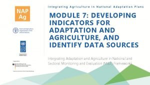Integrating Agriculture in National Adaptation Plans MODULE 7