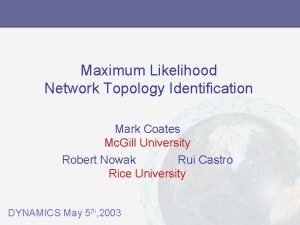 Maximum Likelihood Network Topology Identification Mark Coates Mc