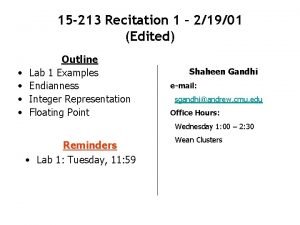 15 213 Recitation 1 21901 Edited Outline Lab