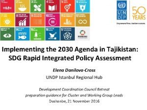 Implementing the 2030 Agenda in Tajikistan SDG Rapid