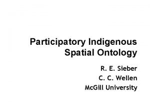 Participatory Indigenous Spatial Ontology R E Sieber C