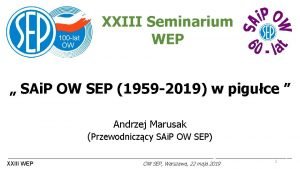 XXIII Seminarium WEP SAi P OW SEP 1959