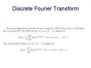 Discrete fourier transform