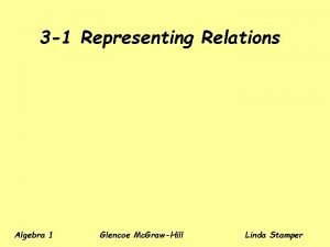 3 1 Representing Relations Algebra 1 Glencoe Mc