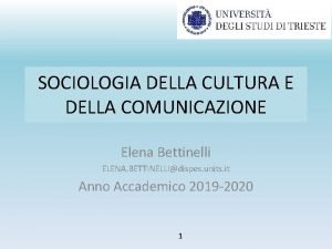 Sociologia della cultura e della comunicazione units