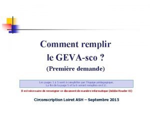 Exemple gevasco première demande