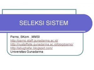 SELEKSI SISTEM Parno SKom MMSI http parno staff