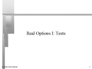 Real Options I Tests Aswath Damodaran 1 A