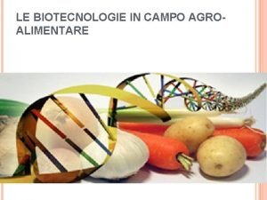 LE BIOTECNOLOGIE IN CAMPO AGROALIMENTARE UN PO DI