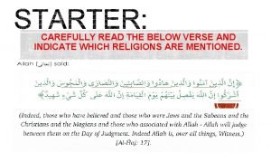 CAREFULLY READ THE BELOW VERSE AND INDICATE WHICH