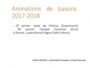 Animations de bassins 2017 2018 23 janvier lyce