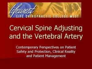 Cervical Spine Adjusting and the Vertebral Artery Contemporary