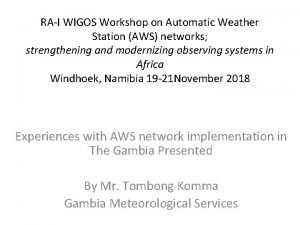 RAI WIGOS Workshop on Automatic Weather Station AWS