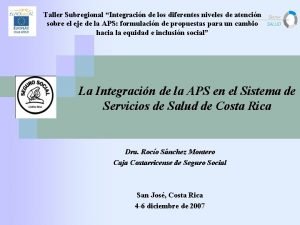 Taller Subregional Integracin de los diferentes niveles de