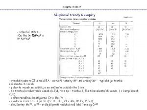 6 Skupina Cr Mo W Skupinov trendy 6