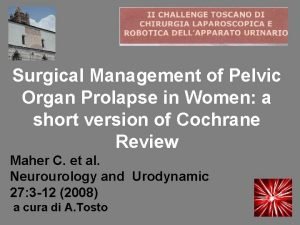 Surgical Management of Pelvic Organ Prolapse in Women