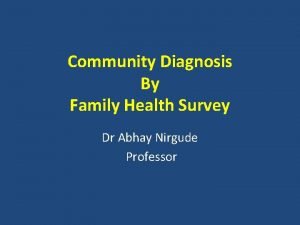 Community Diagnosis By Family Health Survey Dr Abhay
