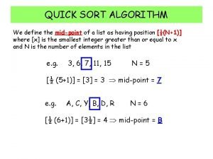 Quick sort algorithm