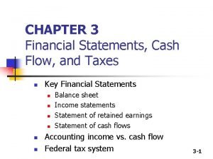 CHAPTER 3 Financial Statements Cash Flow and Taxes