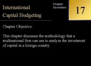 International capital budgeting