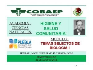 ACADEMIA CIENCIAS NATURALES HIGIENE Y SALUD COMUNITARIA MODULO