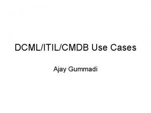 DCMLITILCMDB Use Cases Ajay Gummadi Problem Software Vendor