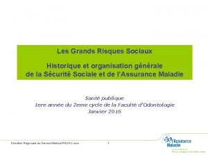 Les Grands Risques Sociaux Historique et organisation gnrale