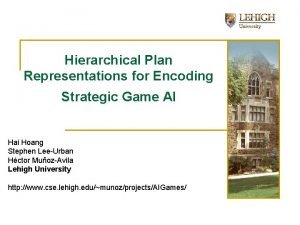 Hierarchical Plan Representations for Encoding Strategic Game AI