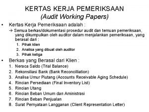 Contoh kertas kerja pemeriksaan audit
