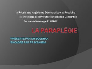 la Rpublique Algrienne Dmocratique et Populaire le centre