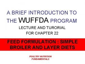 Wuffda feed formulation