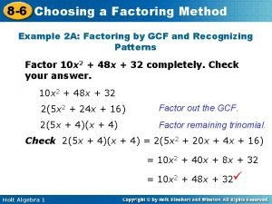 8 6 Choosing a Factoring Method Example 2